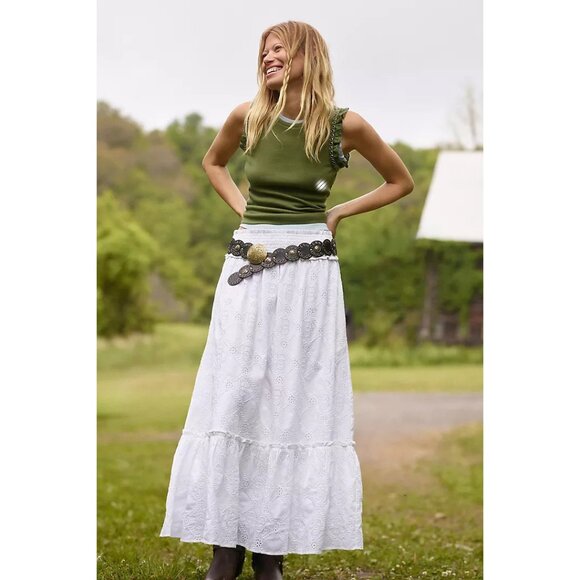 Maeve Tops - Maeve Anthropologie Eyelet-Trim Crop Tank Blouse Top Embroidered Ribbed XS